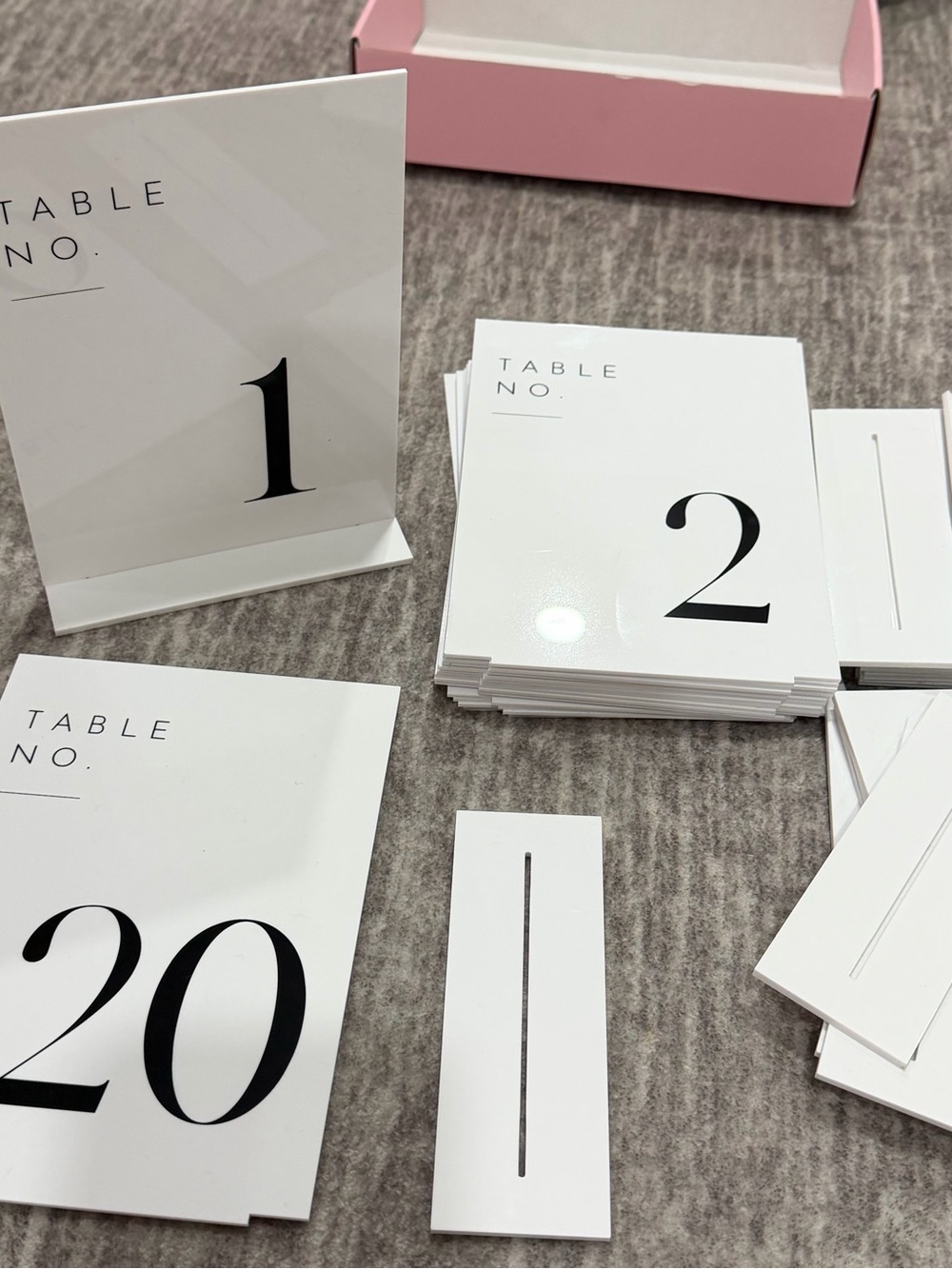 Wedding / Event Acrylic Table Number Cards Set - White with Black Numerals
